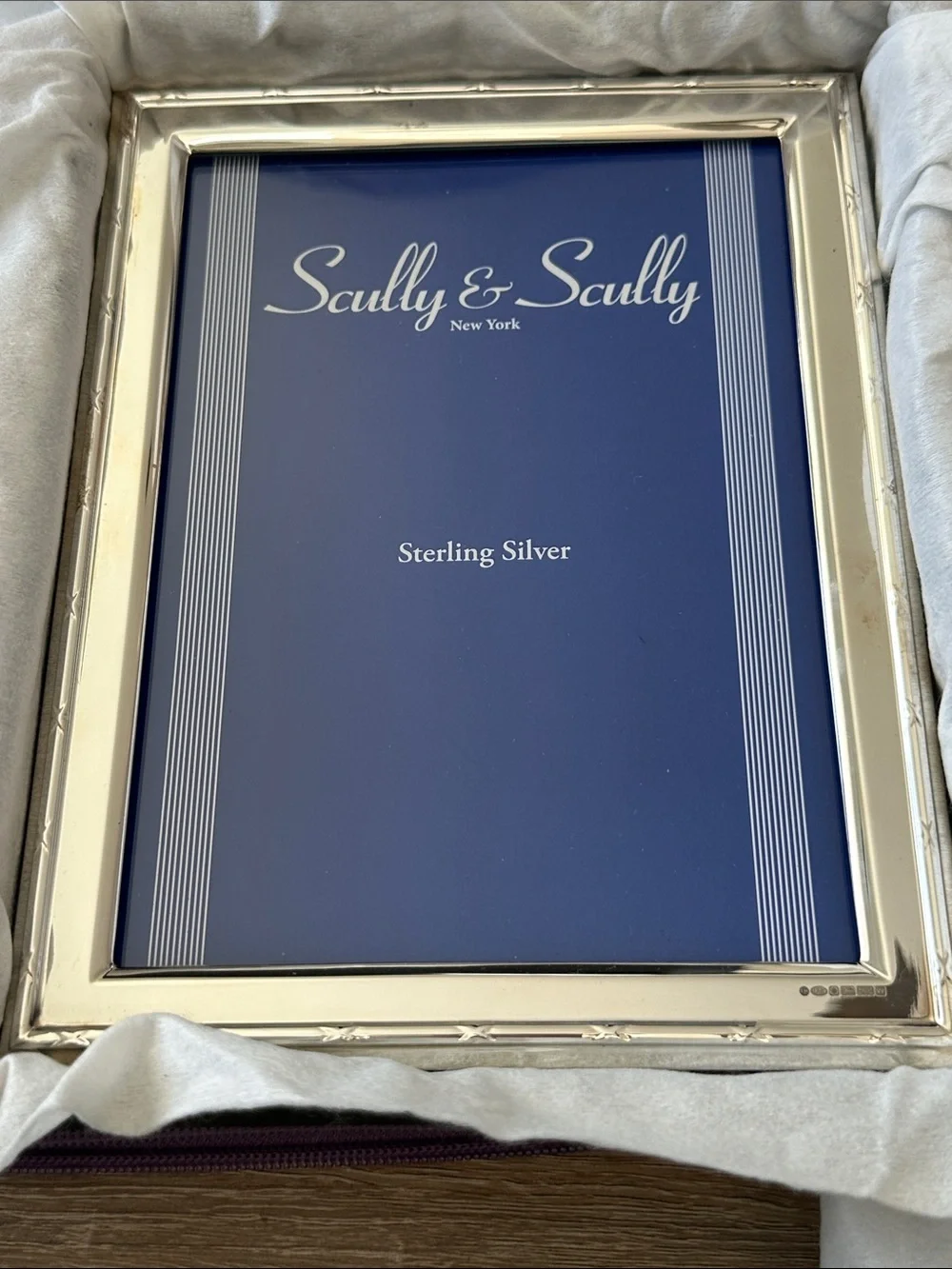 Scully & Scully 5x7 Picture Frame in Sterling Silver Ribbon and Reed